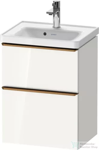 Duravit D-NEO 48,4x37,2 cm-es, 2 fiókos fali szekrény szálcsiszolt bronz fogantyúval 074250XXX mosdóhoz, fényes fehér DE4350004220000