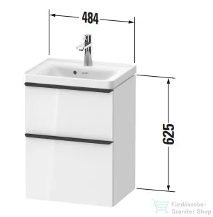 Duravit D-NEO 48,4x37,2 cm-es, 2 fiókos fali szekrény szálcsiszolt bronz fogantyúval 074250XXX mosdóhoz, fényes fehér DE4350004220000