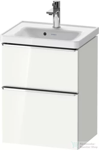 Duravit D-NEO 48,4x37,2 cm-es, 2 fiókos fali szekrény króm fogantyúval 074250XXX mosdóhoz, fényes fehér DE4350010220000