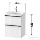 Duravit D-NEO 48,4x37,2 cm-es, 2 fiókos fali szekrény króm fogantyúval 074250XXX mosdóhoz, fényes fehér DE4350010220000