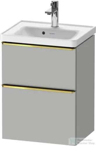 Duravit D-NEO 48,4x37,2 cm-es, 2 fiókos fali szekrény polírozott arany színű fogantyúval 074250XXX mosdóhoz, matt betonszürke DE4350034070000