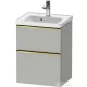 Duravit D-NEO 48,4x37,2 cm-es, 2 fiókos fali szekrény polírozott arany színű fogantyúval 074250XXX mosdóhoz, matt betonszürke DE4350034070000