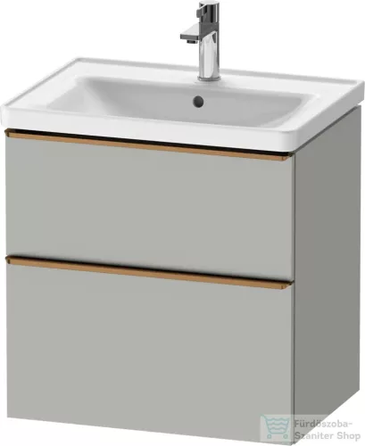 Duravit D-NEO 63,4x45,2 cm-es, 2 fiókos alsószekrény csiszolt bronz színű fogantyúval, mosdó és csaptelep nélkül, matt betonszürke DE4354004070000