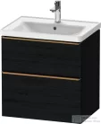 Duravit D-NEO 63,4x45,2 cm-es, 2 fiókos alsószekrény csiszolt bronz színű fogantyúval, mosdó és csaptelep nélkül, matt fekete tölgy DE4354004160000