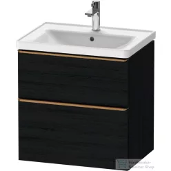   Duravit D-NEO 63,4x45,2 cm-es, 2 fiókos alsószekrény csiszolt bronz színű fogantyúval, mosdó és csaptelep nélkül, matt fekete tölgy DE4354004160000