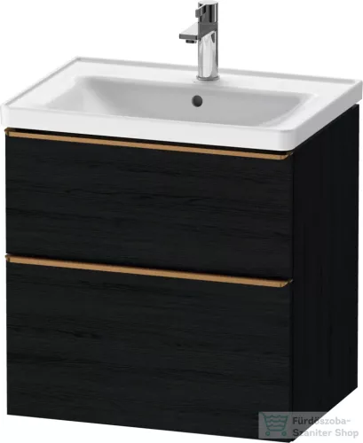 Duravit D-NEO 63,4x45,2 cm-es, 2 fiókos alsószekrény csiszolt bronz színű fogantyúval, mosdó és csaptelep nélkül, matt fekete tölgy DE4354004160000