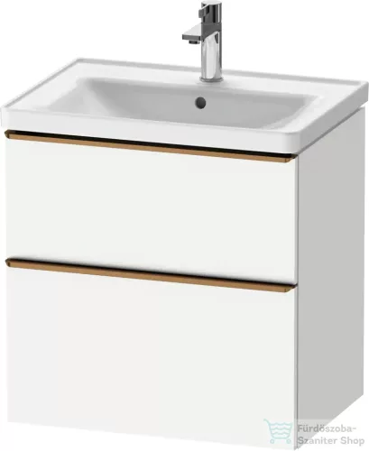 Duravit D-NEO 63,4x45,2 cm-es, 2 fiókos alsószekrény csiszolt bronz színű fogantyúval, mosdó és csaptelep nélkül, matt fehér DE4354004180000