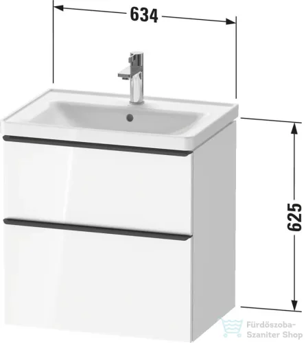 Duravit D-NEO 63,4x45,2 cm-es, 2 fiókos alsószekrény csiszolt bronz színű fogantyúval, mosdó és csaptelep nélkül, matt fehér DE4354004180000