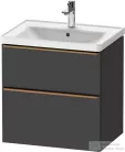 Duravit D-NEO 63,4x45,2 cm-es, 2 fiókos alsószekrény csiszolt bronz színű fogantyúval, mosdó és csaptelep nélkül, matt grafit DE4354004490000
