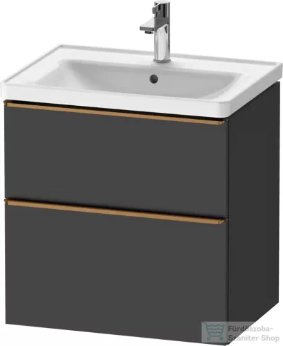 Duravit D-NEO 63,4x45,2 cm-es, 2 fiókos alsószekrény csiszolt bronz színű fogantyúval, mosdó és csaptelep nélkül, matt grafit DE4354004490000