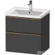 Duravit D-NEO 63,4x45,2 cm-es, 2 fiókos alsószekrény csiszolt bronz színű fogantyúval, mosdó és csaptelep nélkül, matt grafit DE4354004490000