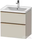 Duravit D-NEO 63,4x45,2 cm-es, 2 fiókos alsószekrény csiszolt bronz színű fogantyúval, mosdó és csaptelep nélkül, matt taupe DE4354004910000
