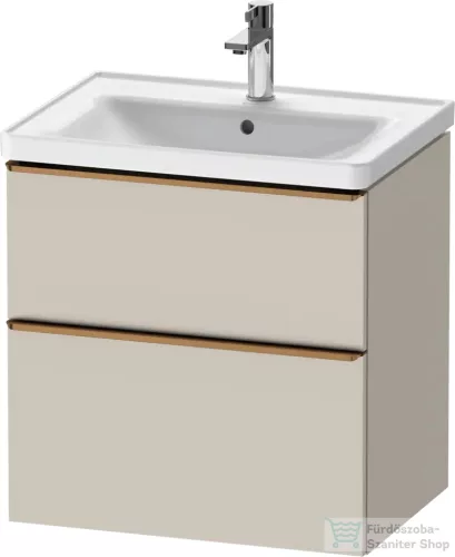Duravit D-NEO 63,4x45,2 cm-es, 2 fiókos alsószekrény csiszolt bronz színű fogantyúval, mosdó és csaptelep nélkül, matt taupe DE4354004910000