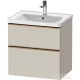 Duravit D-NEO 63,4x45,2 cm-es, 2 fiókos alsószekrény csiszolt bronz színű fogantyúval, mosdó és csaptelep nélkül, matt taupe DE4354004910000
