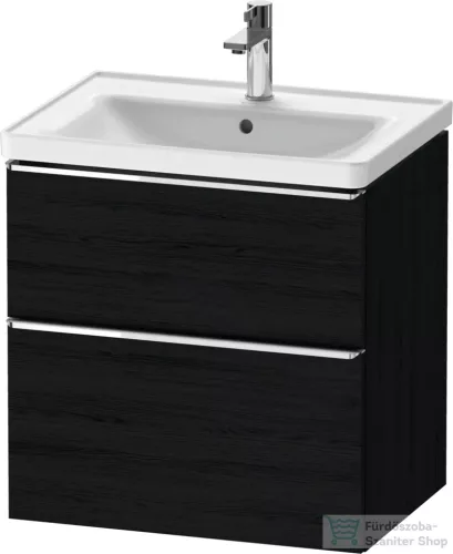 Duravit D-NEO 63,4x45,2 cm-es, 2 fiókos alsószekrény króm színű fogantyúval, mosdó és csaptelep nélkül, matt fekete tölgy DE4354010160000