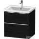 Duravit D-NEO 63,4x45,2 cm-es, 2 fiókos alsószekrény króm színű fogantyúval, mosdó és csaptelep nélkül, matt fekete tölgy DE4354010160000