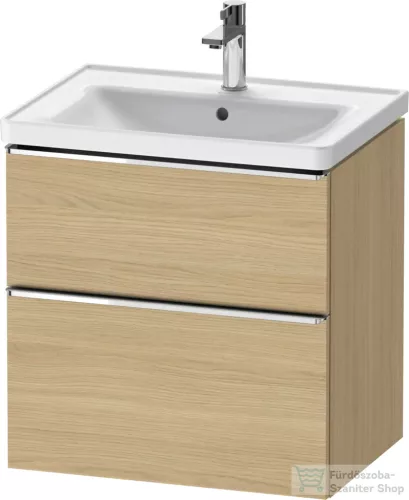 Duravit D-NEO 63,4x45,2 cm-es, 2 fiókos alsószekrény króm színű fogantyúval, mosdó és csaptelep nélkül, natúr tölgy DE4354010300000