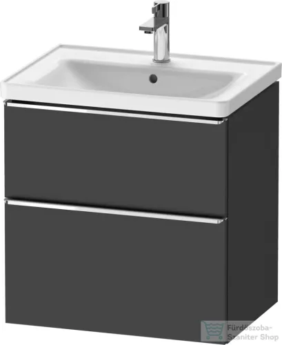Duravit D-NEO 63,4x45,2 cm-es, 2 fiókos alsószekrény króm színű fogantyúval, mosdó és csaptelep nélkül, matt grafit DE4354010490000