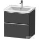 Duravit D-NEO 63,4x45,2 cm-es, 2 fiókos alsószekrény króm színű fogantyúval, mosdó és csaptelep nélkül, matt grafit DE4354010490000