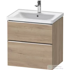   Duravit D-NEO 63,4x45,2 cm-es, 2 fiókos alsószekrény króm színű fogantyúval, mosdó és csaptelep nélkül, márványos tölgy DE4354010550000