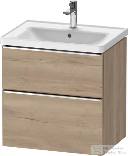 Duravit D-NEO 63,4x45,2 cm-es, 2 fiókos alsószekrény króm színű fogantyúval, mosdó és csaptelep nélkül, márványos tölgy DE4354010550000