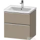 Duravit D-NEO 63,4x45,2 cm-es, 2 fiókos alsószekrény króm színű fogantyúval, mosdó és csaptelep nélkül, matt len DE4354010750000