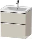 Duravit D-NEO 63,4x45,2 cm-es, 2 fiókos alsószekrény króm színű fogantyúval, mosdó és csaptelep nélkül, matt taupe DE4354010910000