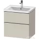 Duravit D-NEO 63,4x45,2 cm-es, 2 fiókos alsószekrény króm színű fogantyúval, mosdó és csaptelep nélkül, matt taupe DE4354010910000