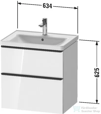 Duravit D-NEO 634x452 mm-es 2 fiókos függesztett szekrény 236765XXX mosdóhoz,White High Gloss Decor DE435402222