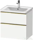 Duravit D-NEO 63,4x45,2 cm-es, 2 fiókos alsószekrény polírozott arany színű fogantyúval, mosdó és csaptelep nélkül, matt fehér DE4354034180000