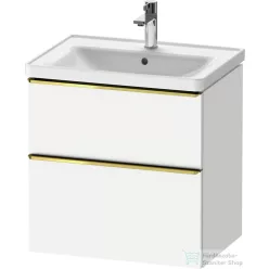   Duravit D-NEO 63,4x45,2 cm-es, 2 fiókos alsószekrény polírozott arany színű fogantyúval, mosdó és csaptelep nélkül, matt fehér DE4354034180000
