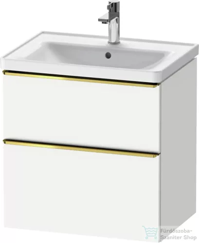 Duravit D-NEO 63,4x45,2 cm-es, 2 fiókos alsószekrény polírozott arany színű fogantyúval, mosdó és csaptelep nélkül, matt fehér DE4354034180000