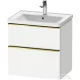 Duravit D-NEO 63,4x45,2 cm-es, 2 fiókos alsószekrény polírozott arany színű fogantyúval, mosdó és csaptelep nélkül, matt fehér DE4354034180000