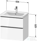 Duravit D-NEO 63,4x45,2 cm-es, 2 fiókos alsószekrény polírozott arany színű fogantyúval, mosdó és csaptelep nélkül, matt fehér DE4354034180000