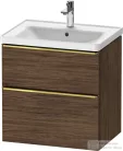 Duravit D-NEO 63,4x45,2 cm-es, 2 fiókos alsószekrény polírozott arany színű fogantyúval, mosdó és csaptelep nélkül, matt sötét dió DE4354034210000