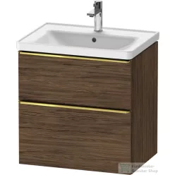   Duravit D-NEO 63,4x45,2 cm-es, 2 fiókos alsószekrény polírozott arany színű fogantyúval, mosdó és csaptelep nélkül, matt sötét dió DE4354034210000