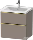 Duravit D-NEO 63,4x45,2 cm-es, 2 fiókos alsószekrény polírozott arany színű fogantyúval, mosdó és csaptelep nélkül, matt bazalt DE4354034430000