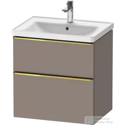   Duravit D-NEO 63,4x45,2 cm-es, 2 fiókos alsószekrény polírozott arany színű fogantyúval, mosdó és csaptelep nélkül, matt bazalt DE4354034430000