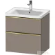 Duravit D-NEO 63,4x45,2 cm-es, 2 fiókos alsószekrény polírozott arany színű fogantyúval, mosdó és csaptelep nélkül, matt bazalt DE4354034430000