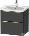 Duravit D-NEO 63,4x45,2 cm-es, 2 fiókos alsószekrény polírozott arany színű fogantyúval, mosdó és csaptelep nélkül, matt grafit DE4354034490000