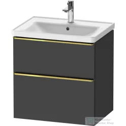   Duravit D-NEO 63,4x45,2 cm-es, 2 fiókos alsószekrény polírozott arany színű fogantyúval, mosdó és csaptelep nélkül, matt grafit DE4354034490000
