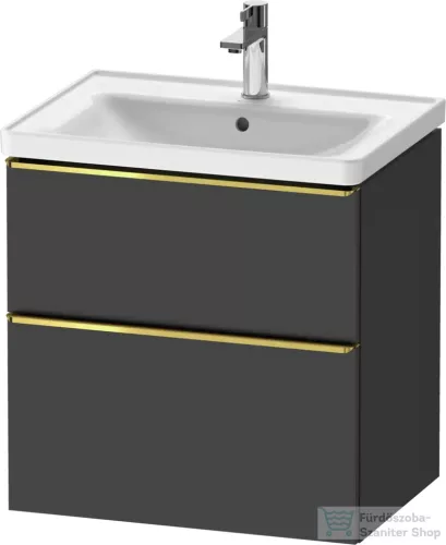 Duravit D-NEO 63,4x45,2 cm-es, 2 fiókos alsószekrény polírozott arany színű fogantyúval, mosdó és csaptelep nélkül, matt grafit DE4354034490000