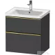 Duravit D-NEO 63,4x45,2 cm-es, 2 fiókos alsószekrény polírozott arany színű fogantyúval, mosdó és csaptelep nélkül, matt grafit DE4354034490000