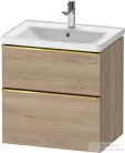 Duravit D-NEO 63,4x45,2 cm-es, 2 fiókos alsószekrény polírozott arany színű fogantyúval, mosdó és csaptelep nélkül, márványos tölgy DE4354034550000