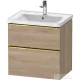Duravit D-NEO 63,4x45,2 cm-es, 2 fiókos alsószekrény polírozott arany színű fogantyúval, mosdó és csaptelep nélkül, márványos tölgy DE4354034550000