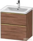 Duravit D-NEO 63,4x45,2 cm-es, 2 fiókos alsószekrény polírozott arany színű fogantyúval, mosdó és csaptelep nélkül, matt dió DE4354034790000