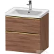 Duravit D-NEO 63,4x45,2 cm-es, 2 fiókos alsószekrény polírozott arany színű fogantyúval, mosdó és csaptelep nélkül, matt dió DE4354034790000
