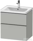 Duravit D-NEO 63,4x45,2 cm-es, 2 fiókos alsószekrény rozsdamentes acél hatású fogantyúval, mosdó és csaptelep nélkül, matt betonszürke DE4354070070000