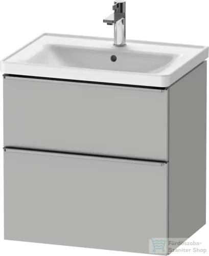 Duravit D-NEO 63,4x45,2 cm-es, 2 fiókos alsószekrény rozsdamentes acél hatású fogantyúval, mosdó és csaptelep nélkül, matt betonszürke DE4354070070000