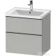 Duravit D-NEO 63,4x45,2 cm-es, 2 fiókos alsószekrény rozsdamentes acél hatású fogantyúval, mosdó és csaptelep nélkül, matt betonszürke DE4354070070000